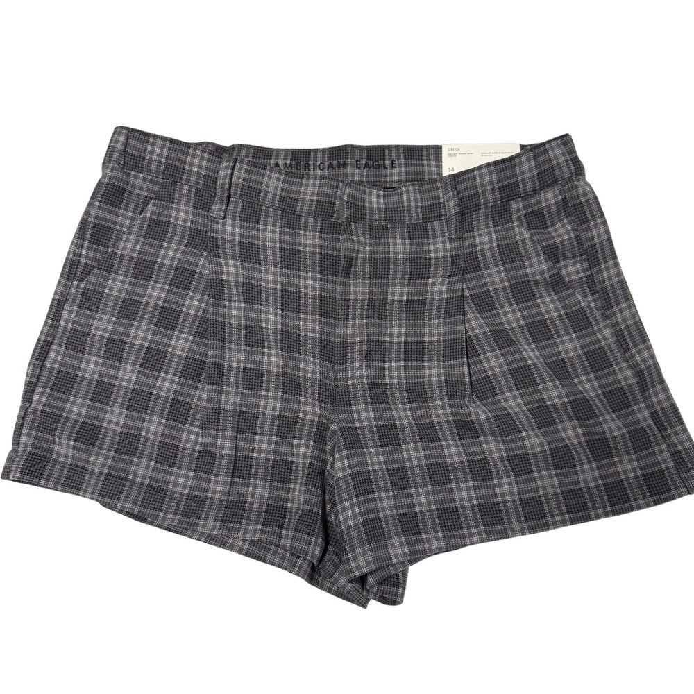 American Eagle Outfitters Women's Plaid High Rise Trouser Shorts Size 14 NWT